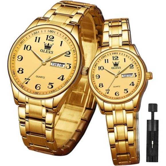 Valentines Couple Pair Quartz Watches Luminous Calendar Date Window 3ATM